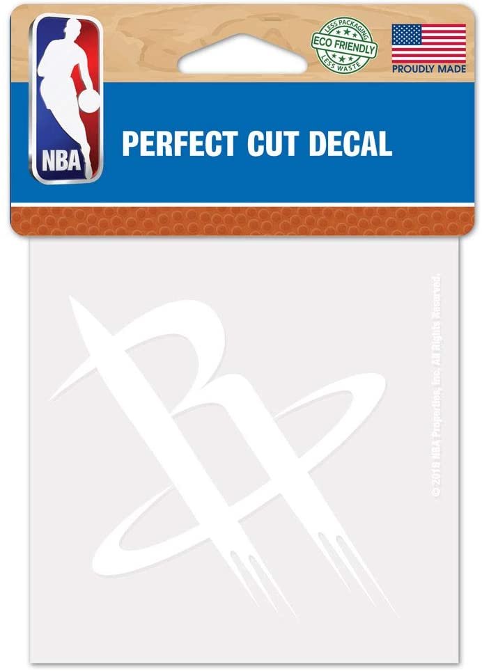 Houston Rockets 4x4 Inch Die Cut Decal Sticker, White Logo, Clear Backing 1