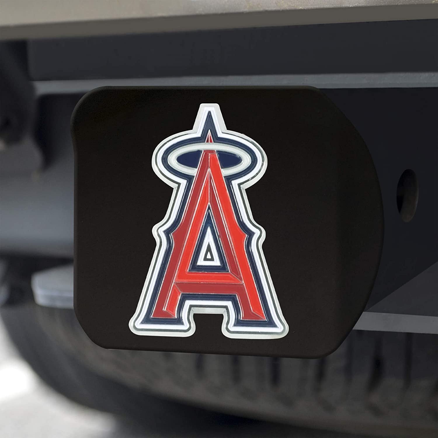 Los Angeles Angels Hitch Cover Black Solid Metal with Raised Color Metal Emblem 2" Square Type III