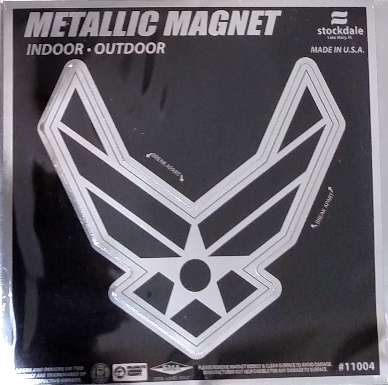 US Air Force 6 Inch Magnet, Metallic Chrome Shimmer Design, Vinyl Die Cut, Auto Home Heavy Duty 1