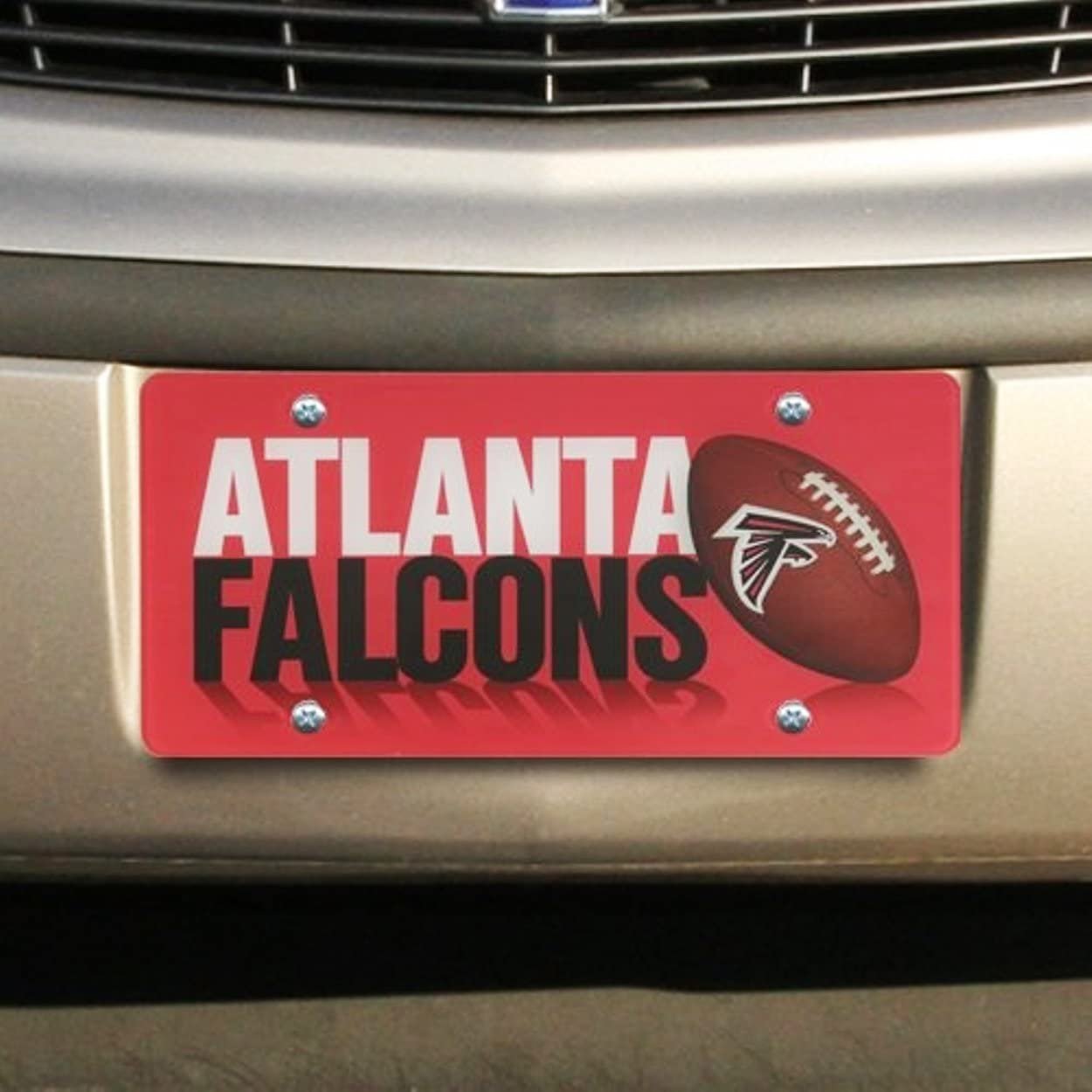 Atlanta Falcons Premium Laser Tag License Plate, Mirrored Acrylic, Printed, 12x6 Inch