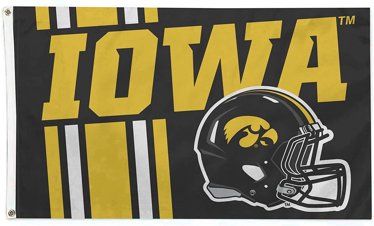 University of Iowa Hawkeyes Flag Banner 3x5 Feet Metal Grommets Helmet Design 1