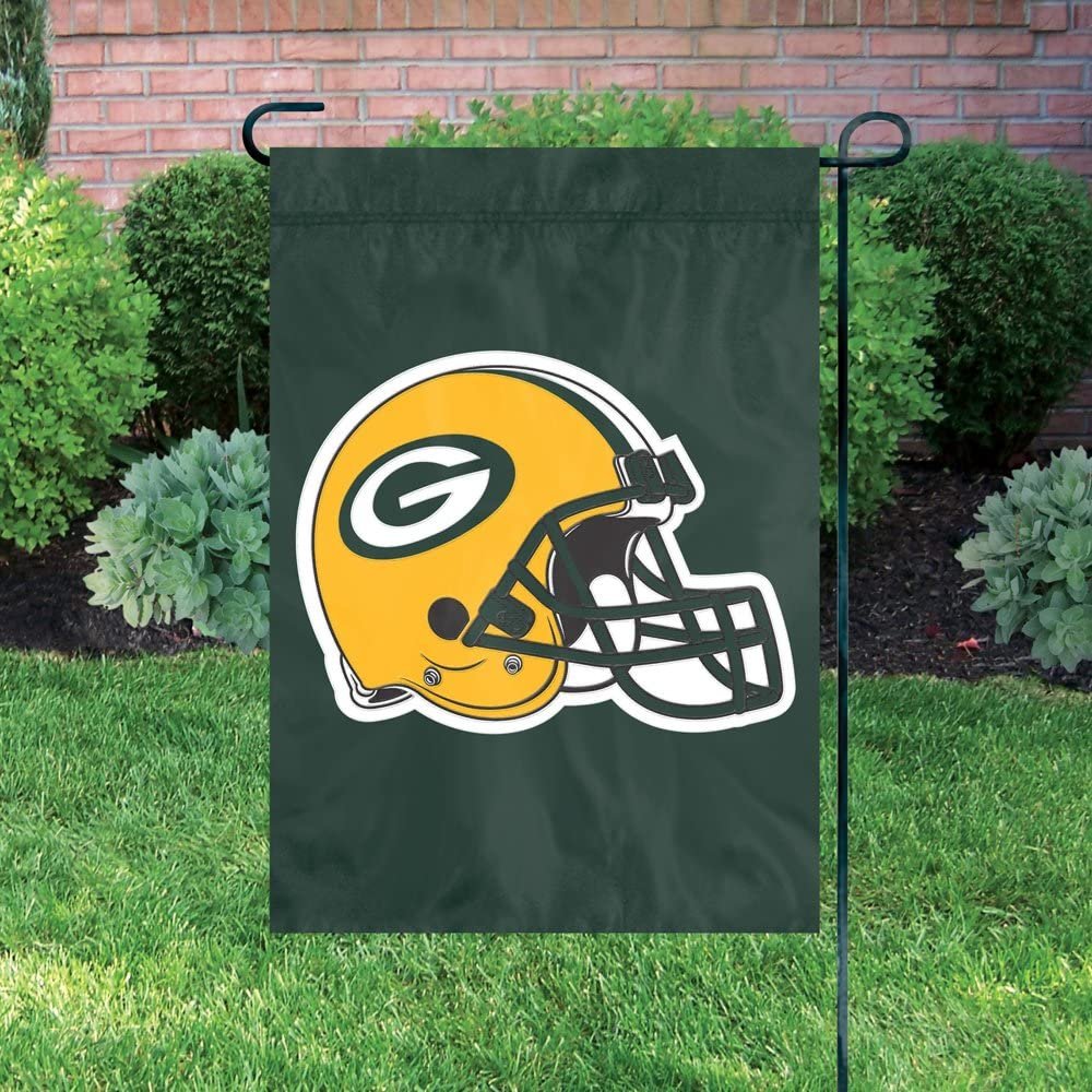 Green Bay Packers Premium Garden Flag Banner Applique Embroidered Helmet Design 12.5x18 Inch 3