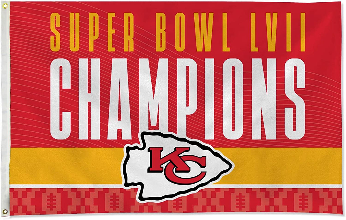 Kansas City Chiefs 2023 Super Bowl Champions Flag Banner Single Sided 3x5 Feet Metal Grommets 1