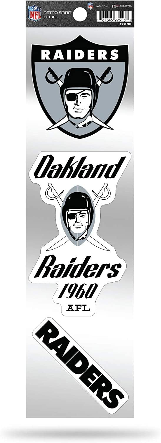 Las Vegas Raiders Triple Retro Throwback Spirit Decals Flat Vinyl Auto Home Sticker Sheet Football 1