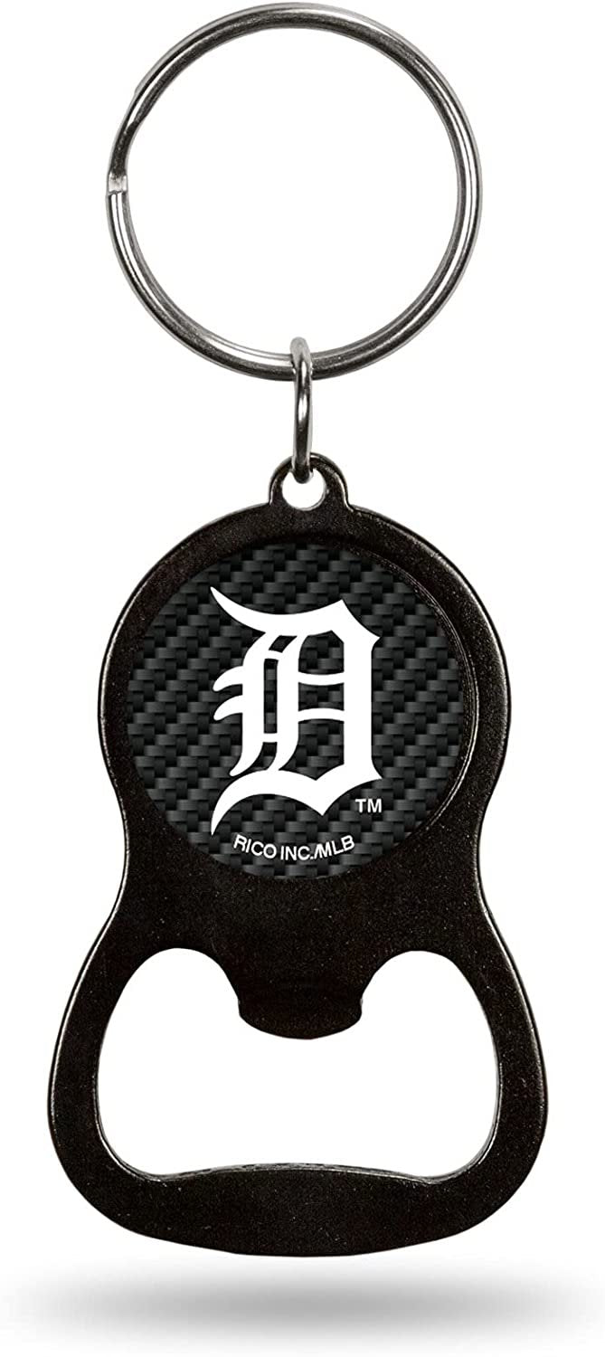 Detroit Tigers Metal Keychain Bottle Opener, Carbon Fiber Design
