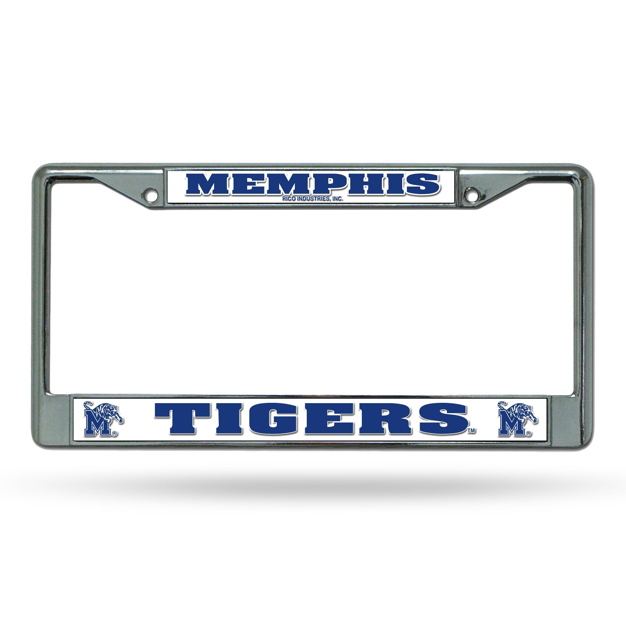 University of Memphis Tigers Chrome Metal License Plate Frame Tag Cover, 12x6 Inch