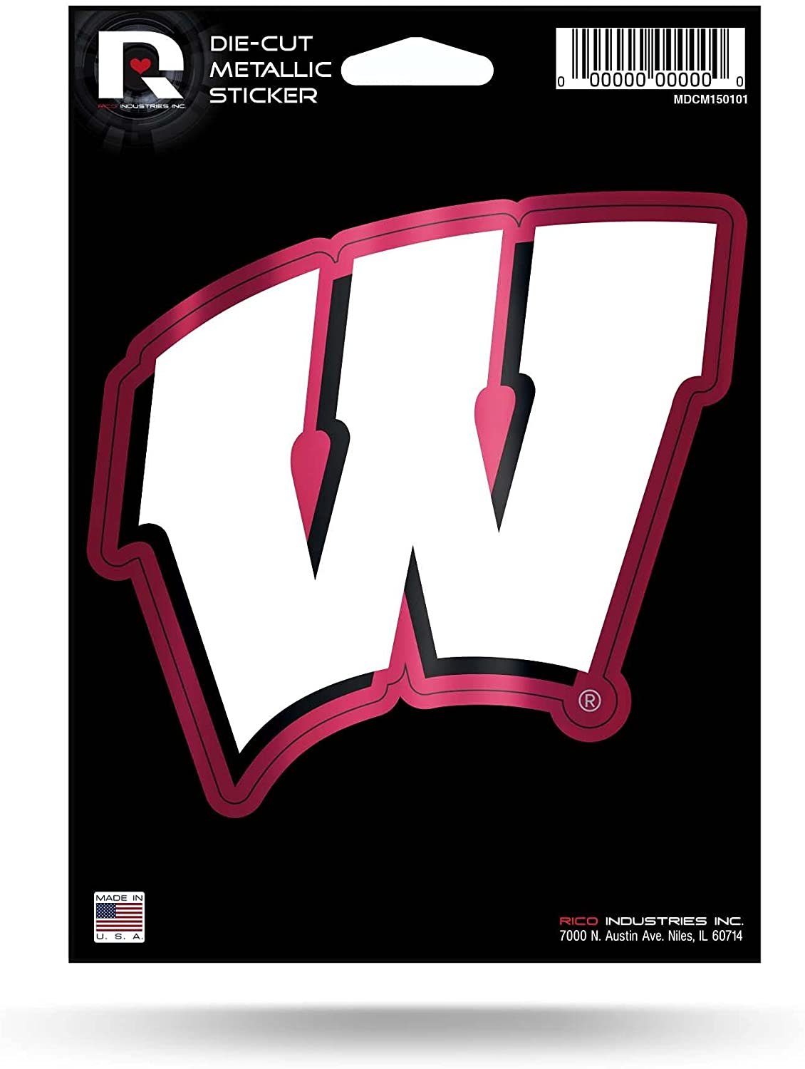 University of Wisconsin Badgers 5 Inch Sticker Decal Metallic Shimmer Design Flat Vinyl 1