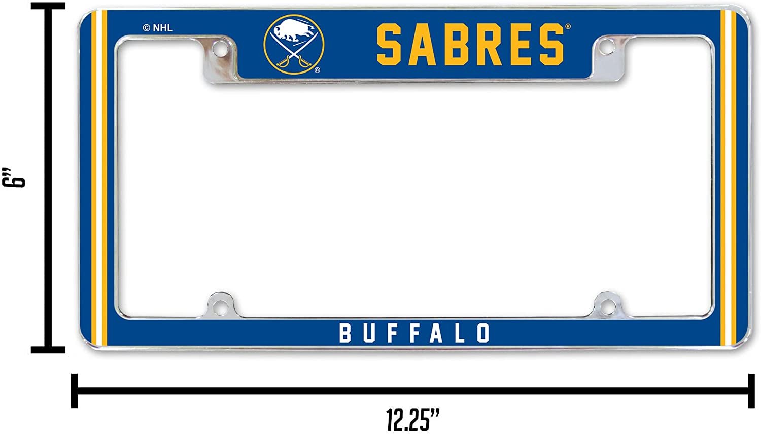 Buffalo Sabres Metal License Plate Frame Chrome Tag Cover Alternate Design 6x12 Inch 4
