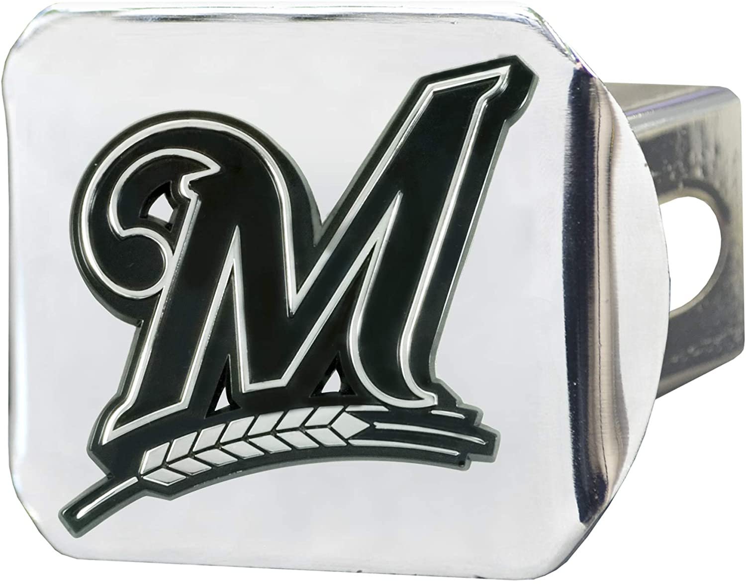 Milwaukee Brewers Hitch Cover Solid Metal with Raised Chrome Metal Emblem 2" Square Type III 1