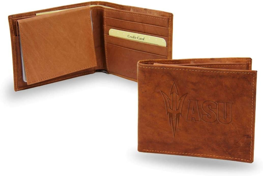 University of Arizona Wildcats Premium Brown Leather Wallet, Bifold Billfold, Embossed Laser Engraved