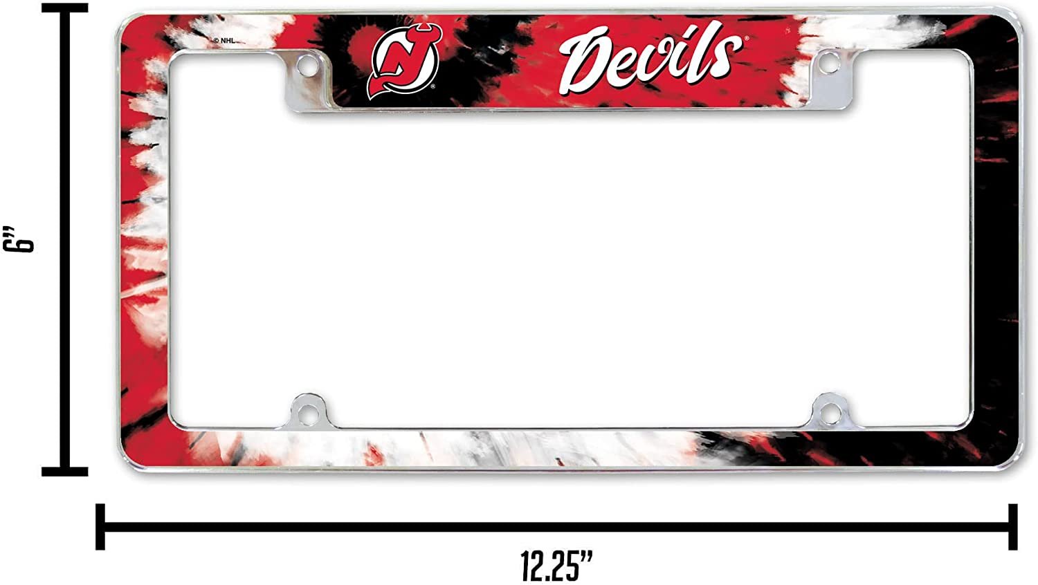 New Jersey Devils Metal License Plate Frame Chrome Tag Cover Tie Dye Design 6x12 Inch 5
