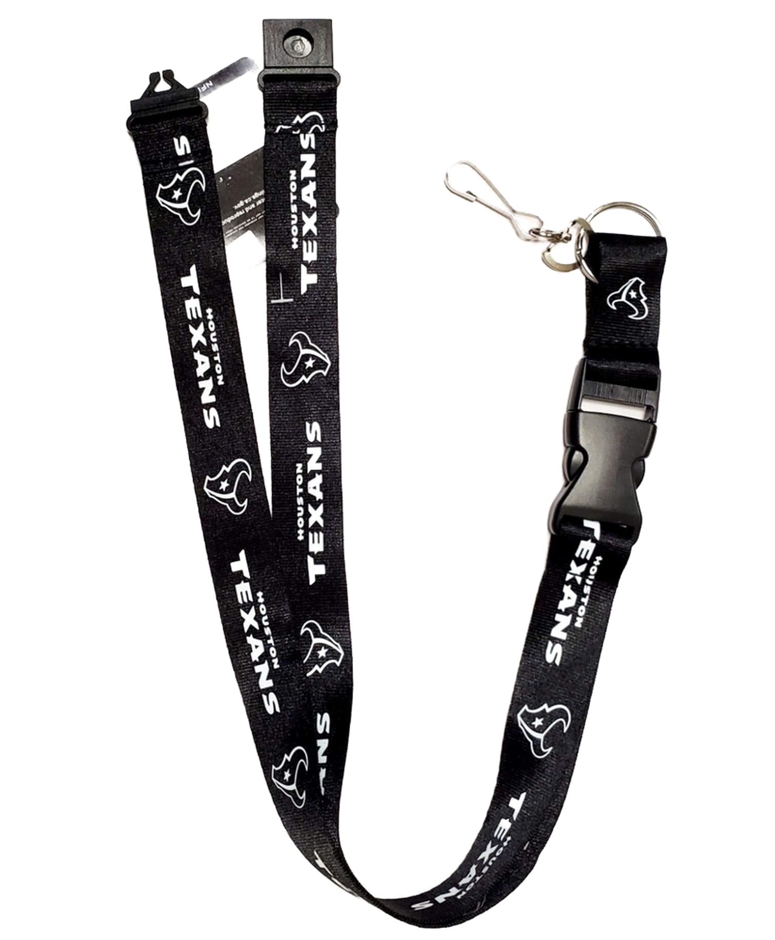 PSG INC Houston Texans Blackout Design Premium Lanyard 2-Sided Breakaway Clip Keychain Football, Large 1