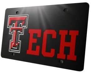 Texas Tech University Red Raiders Premium Laser Cut Tag License Plate, Mirrored Acrylic Inlaid, 6x12 Inch 2