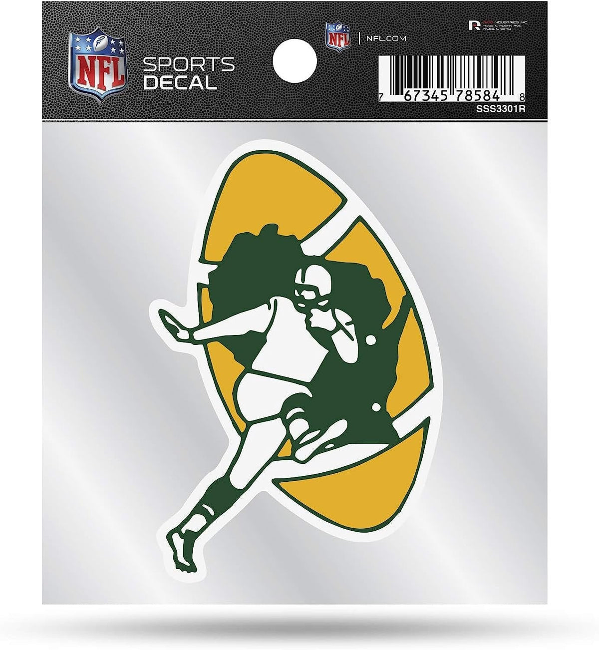 Green Bay Packers 4x4 Inch Die Cut Decal Sticker, Retro Logo, Clear Backing 1
