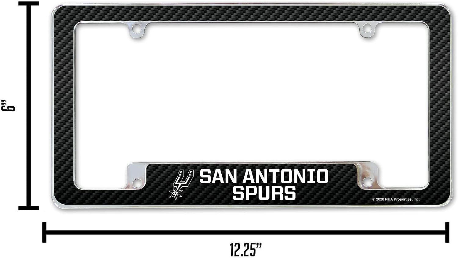 San Antonio Spurs Metal License Plate Frame Tag Cover, Carbon Fiber Design, 6x12 Inch 3