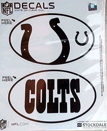 Indianapolis Colts 2-Piece White and Clear Euro Decal Sticker Set, 4x2.5 Inch Each 1