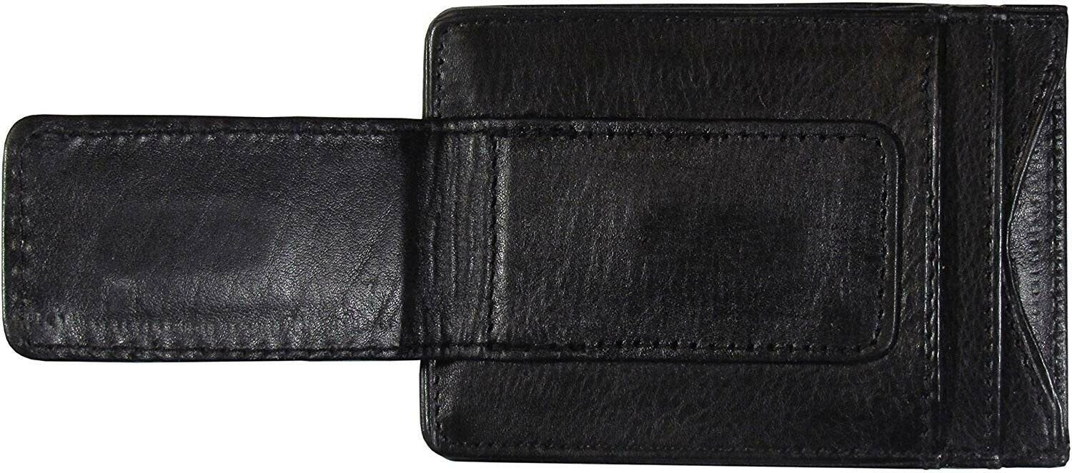 Anaheim Ducks Black Leather Wallet, Front Pocket Magnetic Money Clip, Printed Logo 3