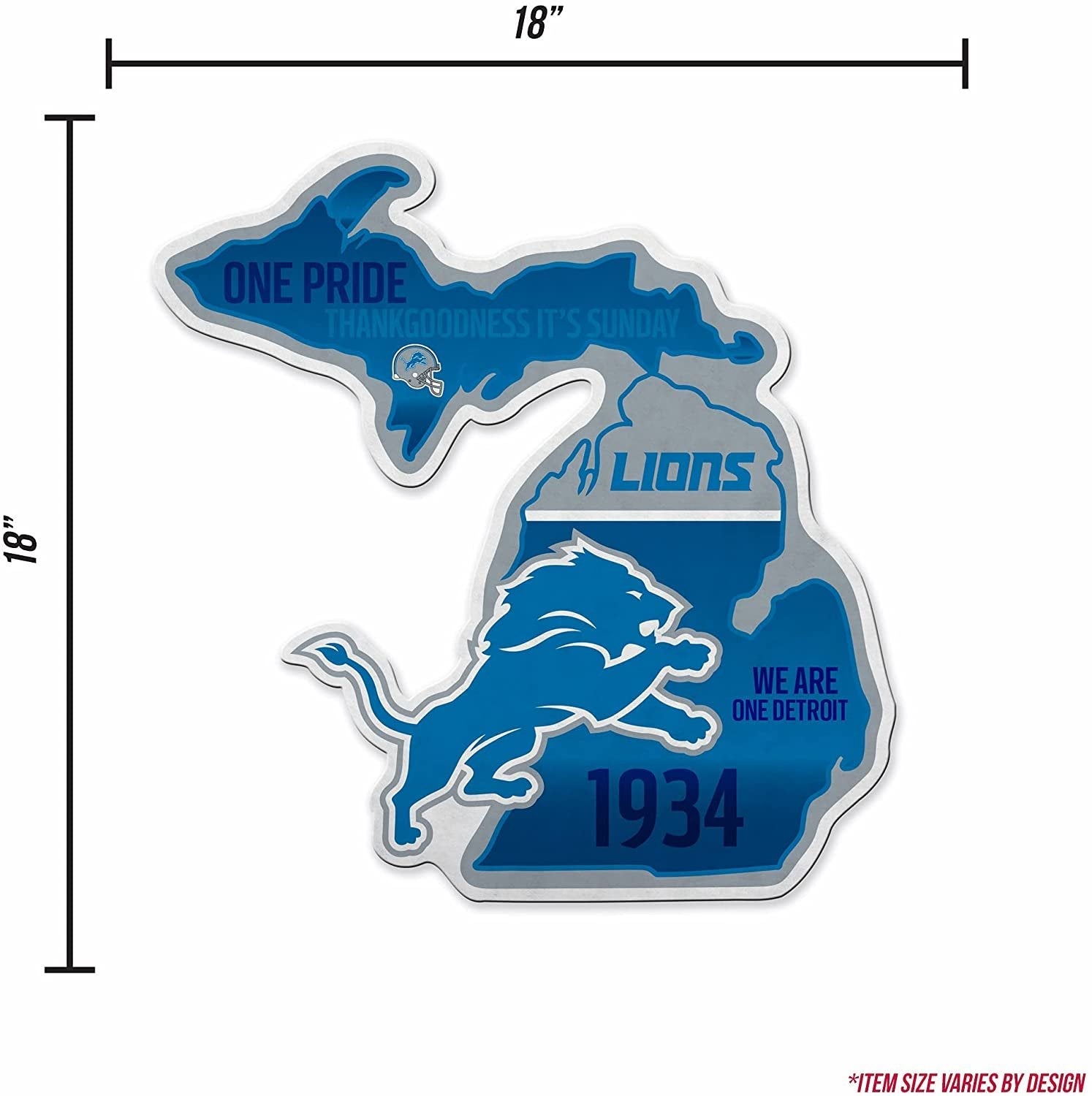 Detroit Lions Pennant State Shape 18 Inch Soft Felt 4