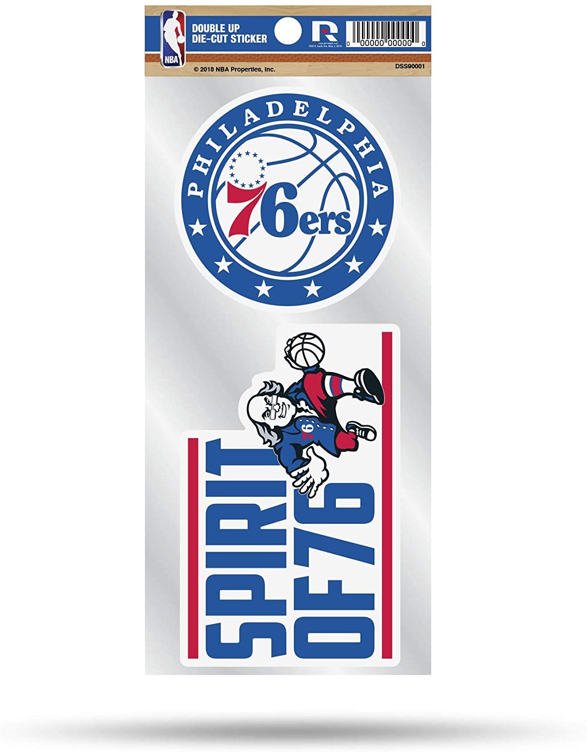Philadelphia 76ers 2-Piece Double Up Die Cut Sticker Decal Sheet, 4x8 Inch 1