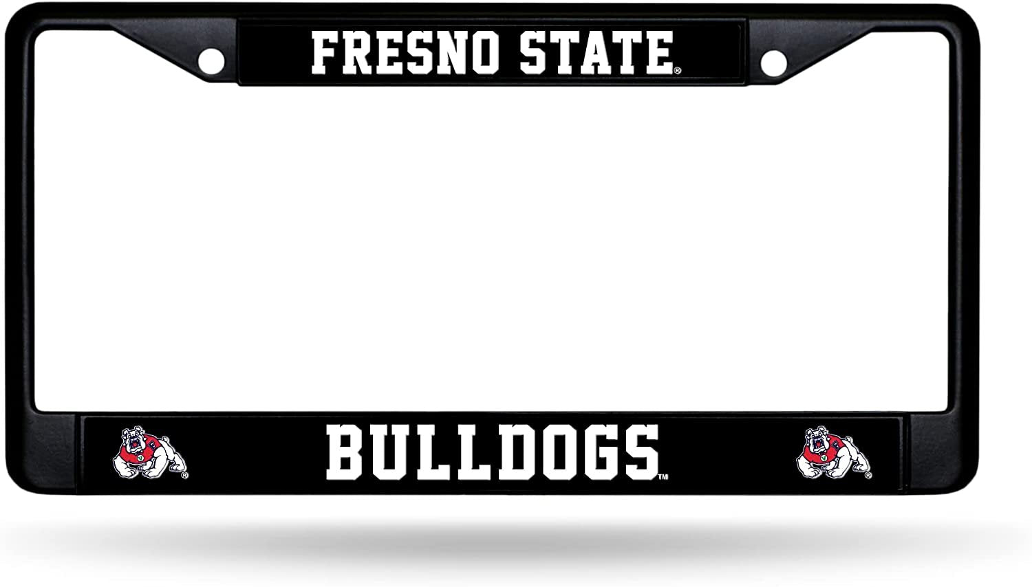 Fresno State University Bulldogs Black Metal License Plate Frame Chrome Tag Cover 6x12 Inch