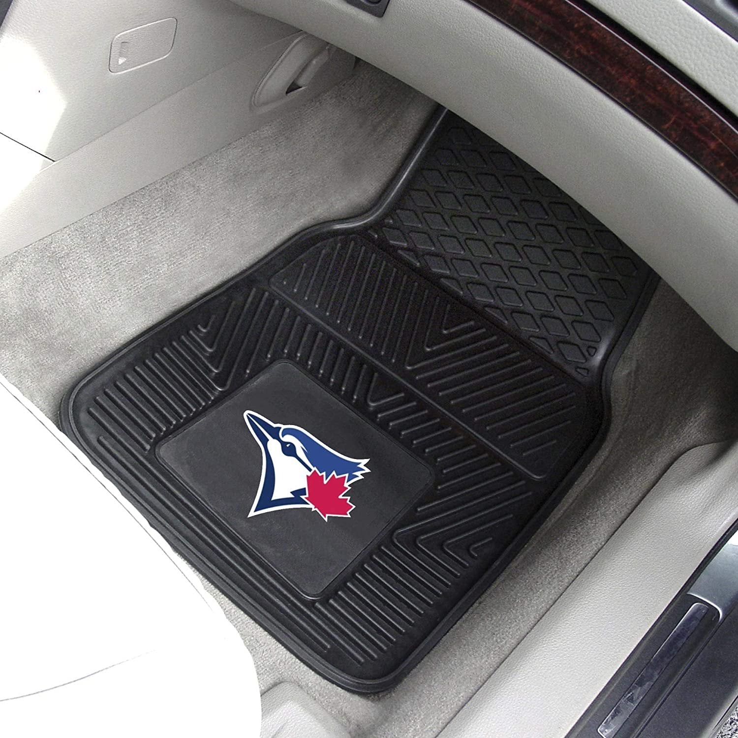 FANMATS 8853 Toronto Blue Jays 2-Piece Heavy Duty Vinyl Front Row Floor Mats All Weather Protection, Universal Fit, Deep Resevoir Design