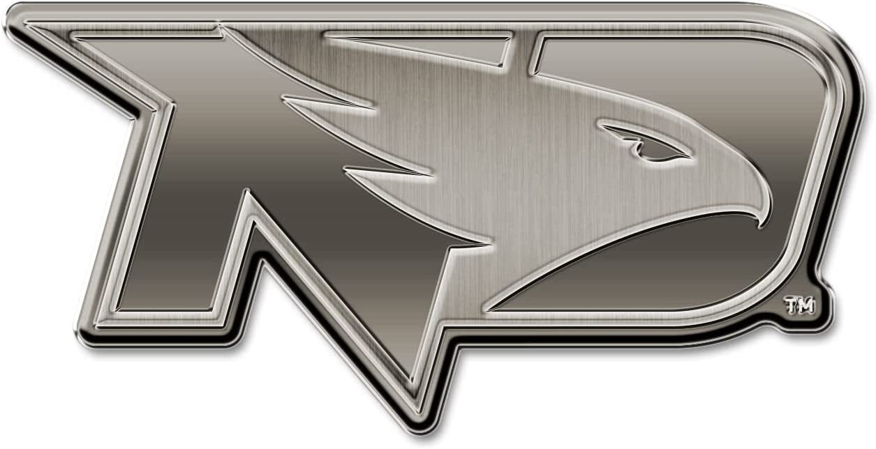 University of North Dakota Fighting Hawks Solid Metal Auto Emblem Antique Nickel for Car/Truck/SUV 1