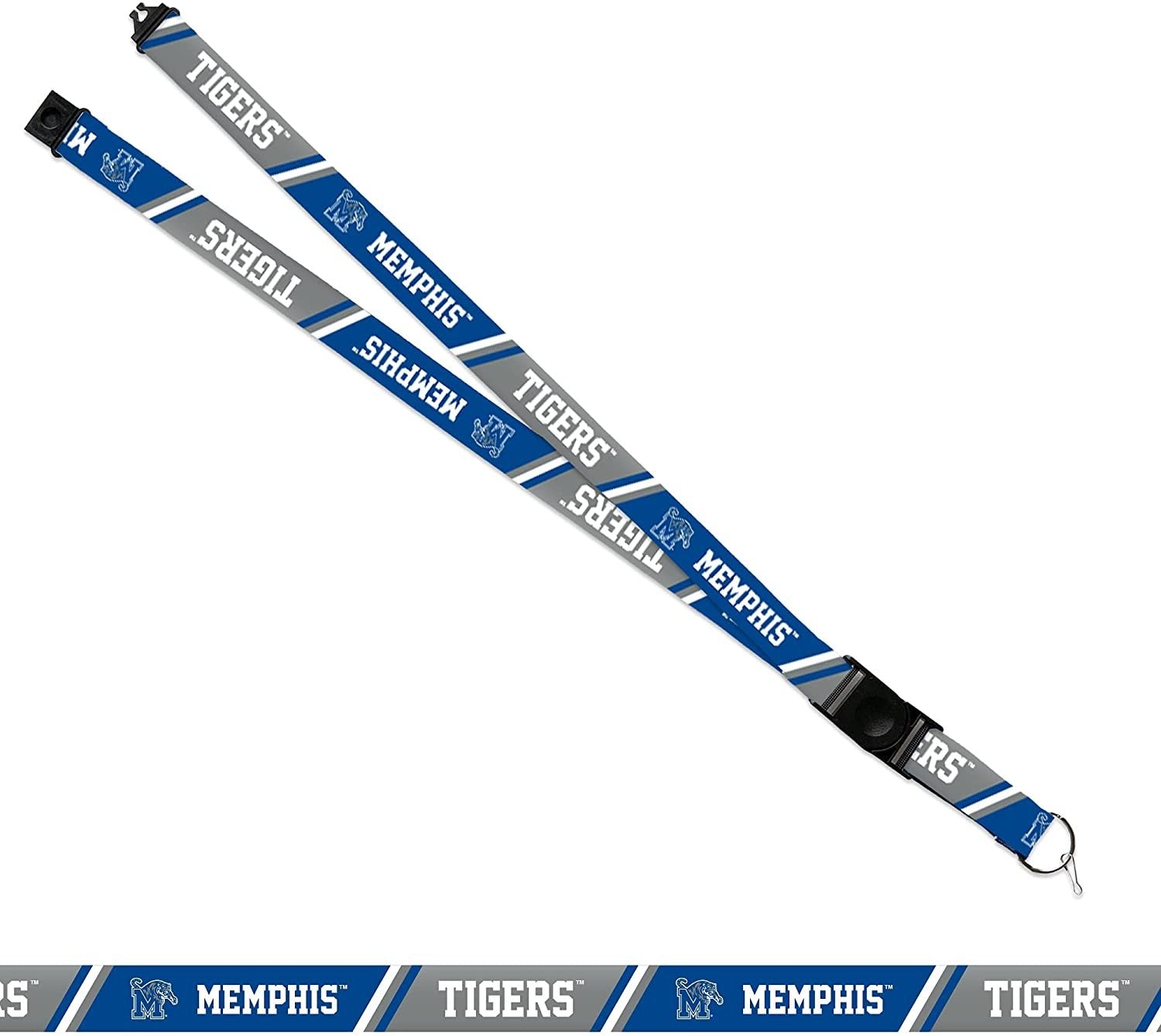 University of Memphis Tigers Lanyard Keychain Double Sided 18 Inch Button Clip Safety Breakaway
