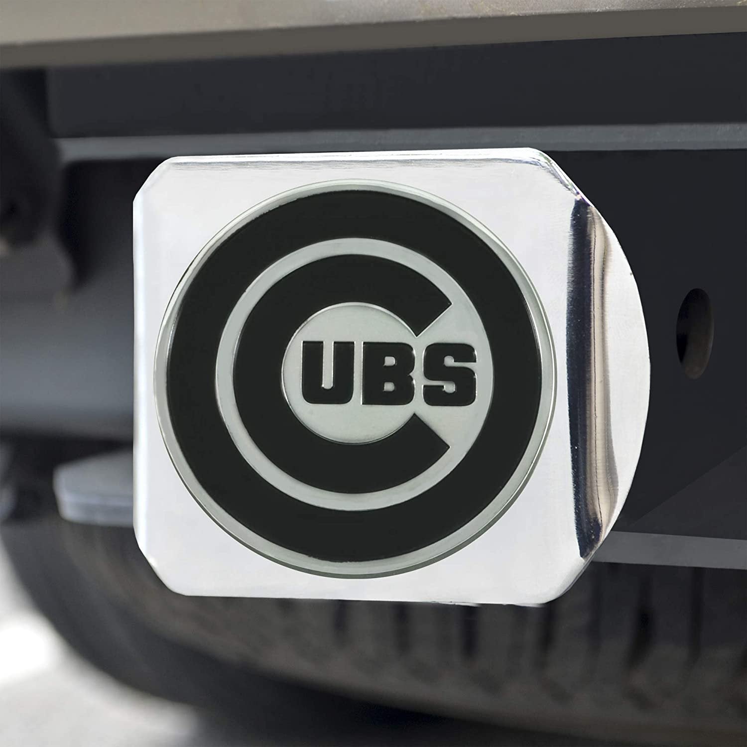 Chicago Cubs Hitch Cover Solid Metal with Raised Chrome Metal Emblem 2" Square Type III 2