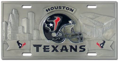 Houston Texans Zinc Metal License Plate Tag Raised 3D Details, Heavy Gauge, 6x12 Inch 1
