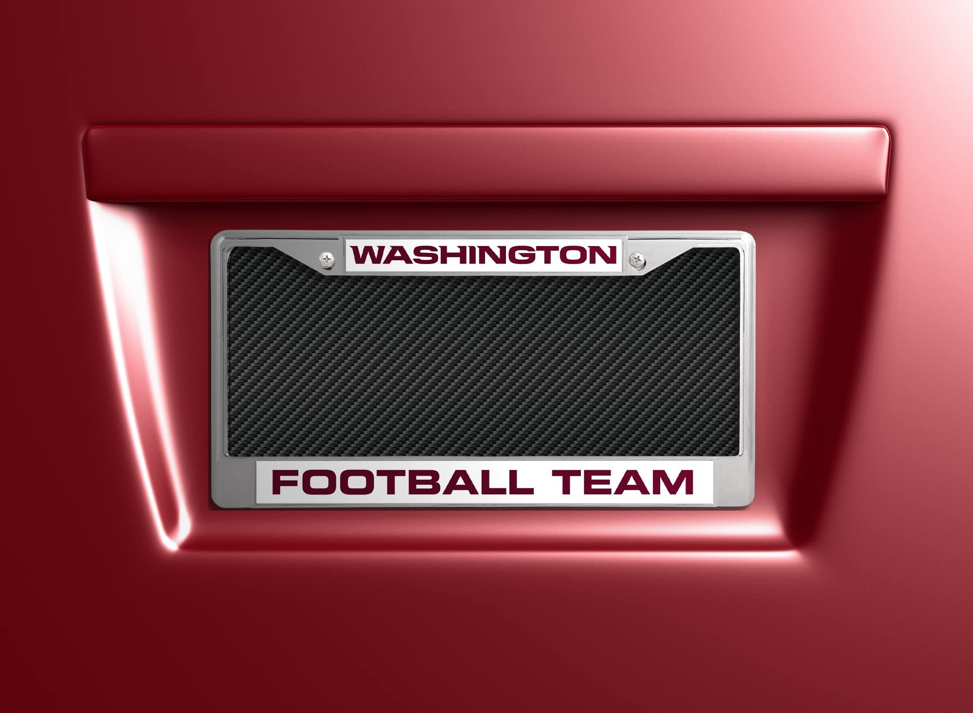 Washington Football Team Commanders Metal License Plate Frame Chrome Tag Cover, 12x6 Inch