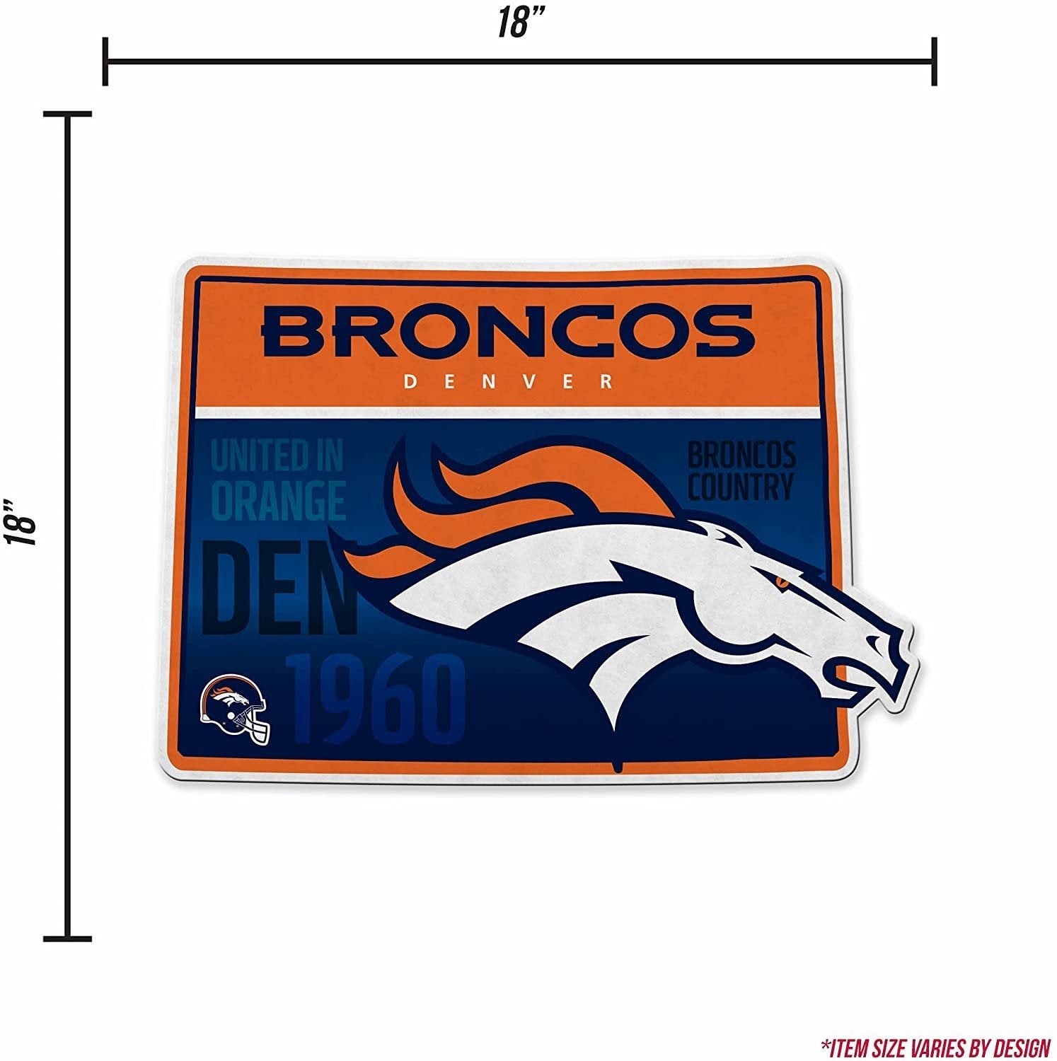 Denver Broncos Pennant State Shape 18 Inch Soft Felt 4