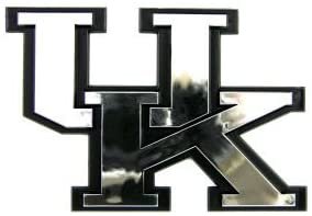 University of Kentucky Wildcats Auto Emblem, Silver Chrome Color, Raised Molded Shape Cut Plastic, Adhesive Tape Backing 2