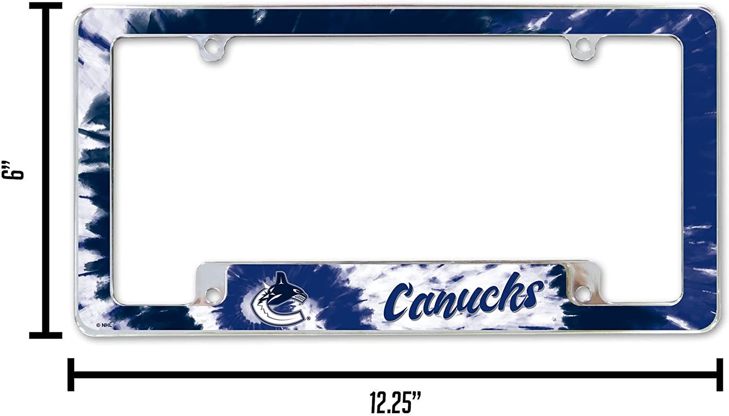 Vancouver Canucks Metal License Plate Frame Chrome Tag Cover Tie Dye Design 6x12 Inch 4