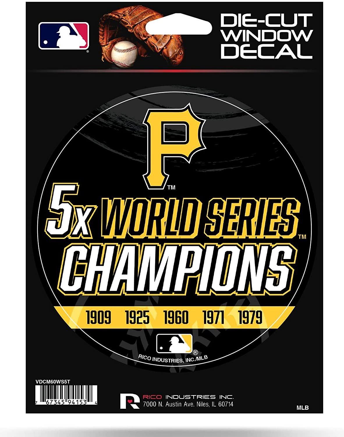 Pittsburgh Pirates 5" Decal Sticker 5X Time Champions Flat Vinyl Auto Emblem Baseball 1