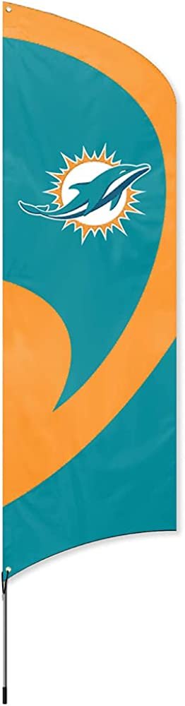 Miami Dolphins 8 Foot Tall Team Flag Tailgating Kit with Metal Pole