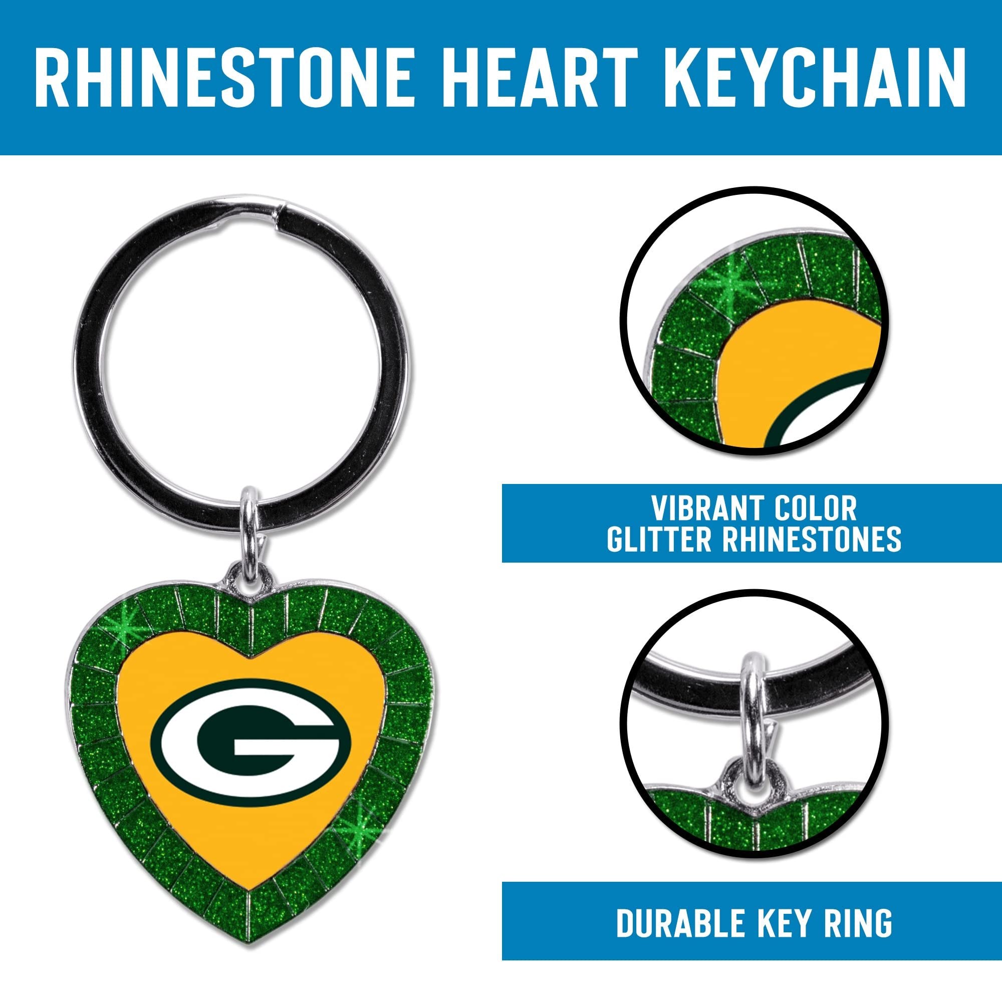 Rico Industries NHL Dallas Stars Team Color Rhinestone Heart Keychain 5