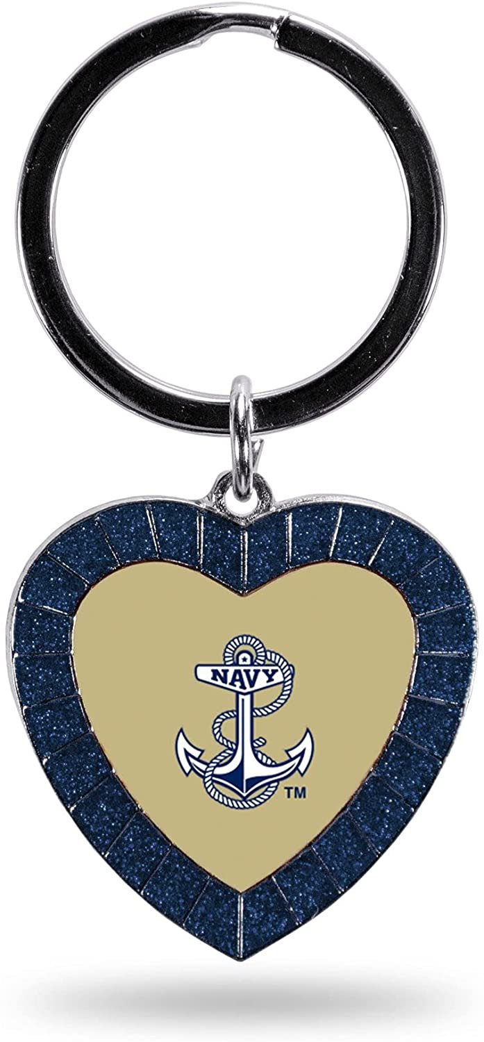 Navy Midshipmen Keychain Rhinestone Heart Decal Emblem Team Color US Naval Academy