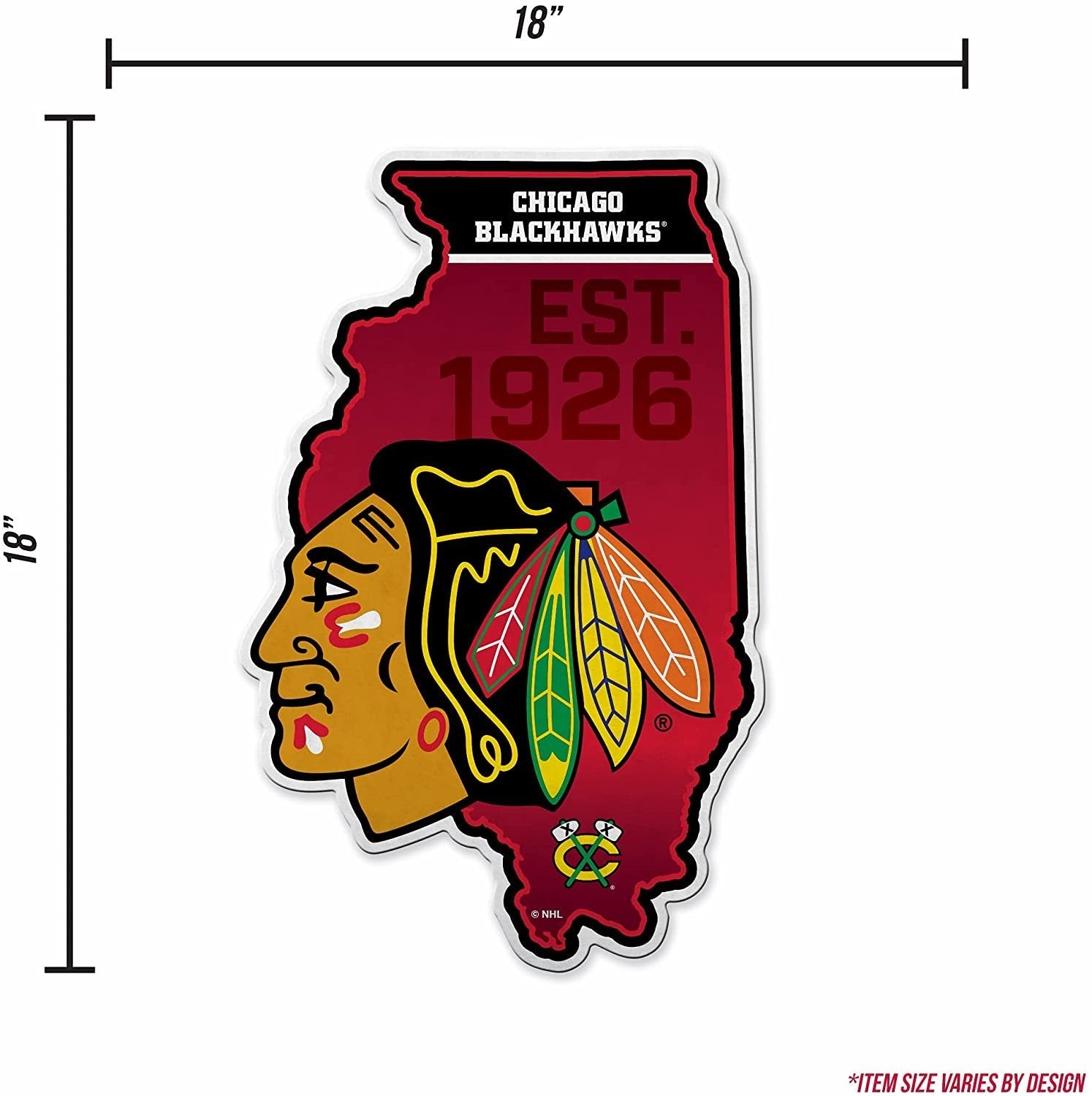 Chicago Blackhawks 18" State Shape Pennant Soft Felt 3