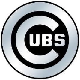 Chicago Cubs Auto Emblem, Silver Chrome Color, Raised Molded Plastic, 3.5 Inch, Adhesive Tape Backing 1