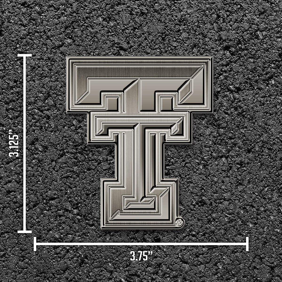Texas Tech University Red Raiders Solid Metal Auto Emblem Antique Nickel for Car/Truck/SUV 4