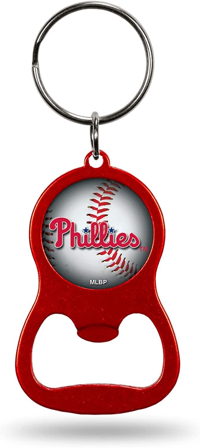 Philadelphia Phillies Premium Solid Metal Bottle Opener Keychain, Key Ring, Team Color 1