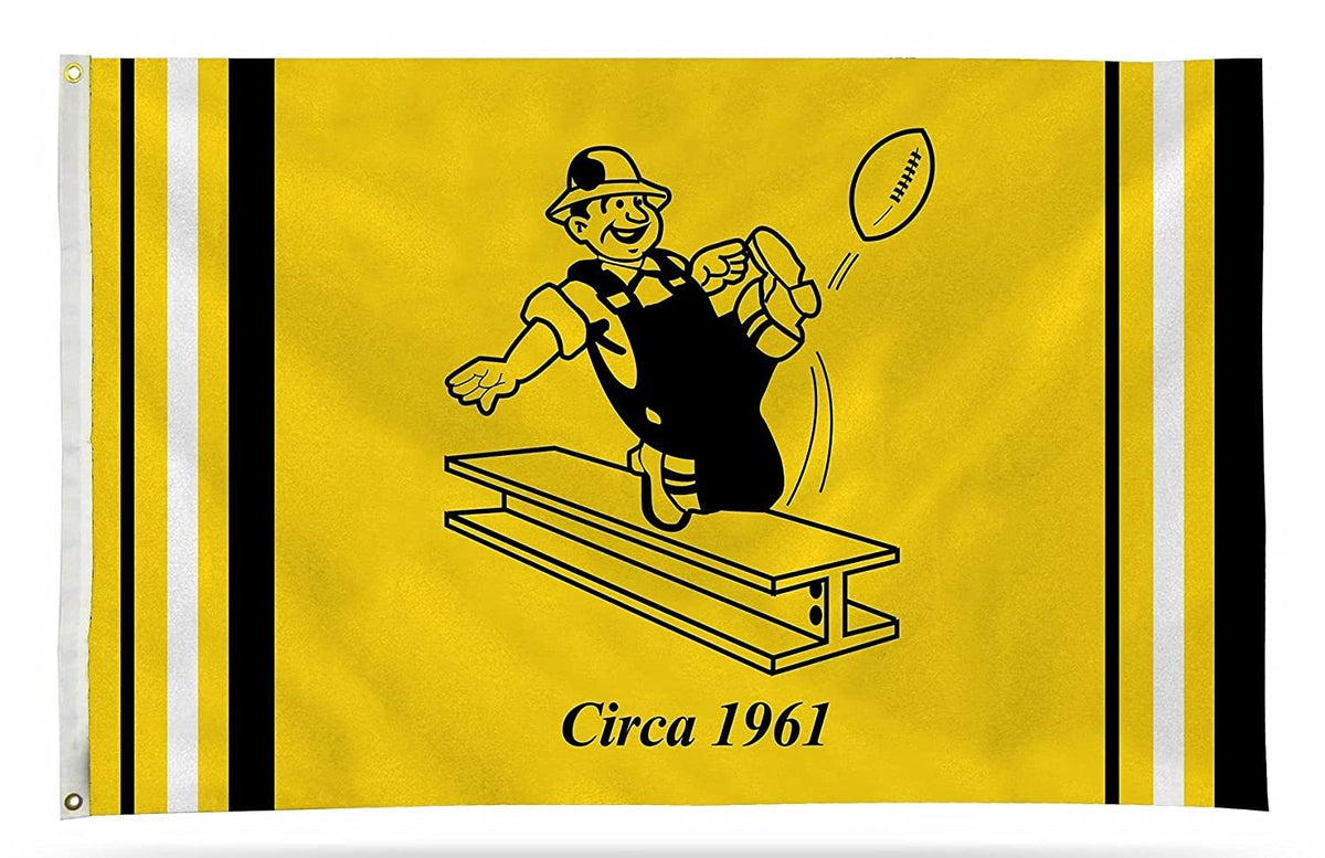 Pittsburgh Steelers Premium 3x5 Feet Flag Banner, Retro Logo, Metal Grommets, Outdoor Indoor, Single Sided 1