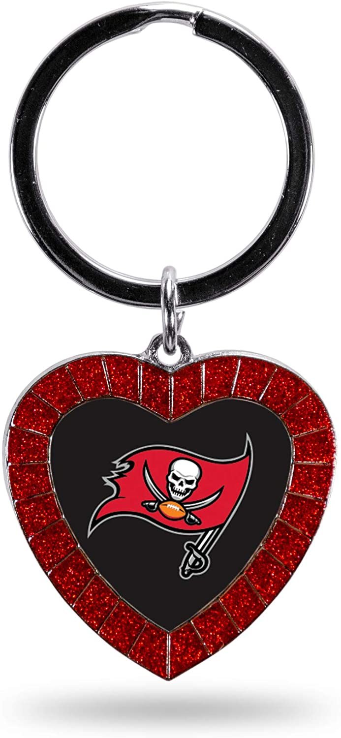 NFL Tampa Bay Buccaneers NFL Rhinestone Heart Colored Keychain, Red, 3-inches in length