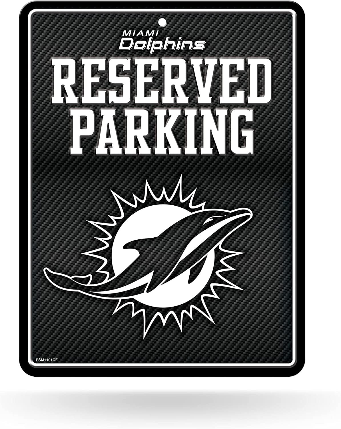 Miami Dolphins Metal Parking Novelty Wall Sign 8.5 x 11 Inch Carbon Fiber Design 1
