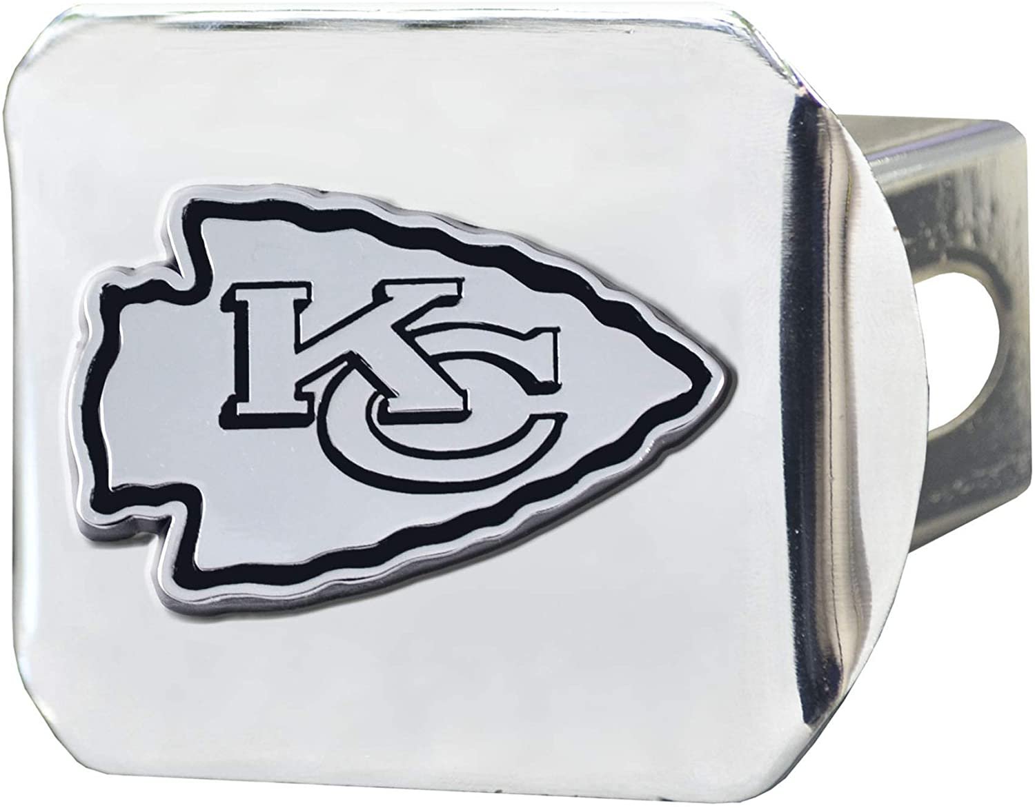 Kansas City Chiefs Hitch Cover Solid Metal with Raised Chrome Metal Emblem 2" Square Type III 1