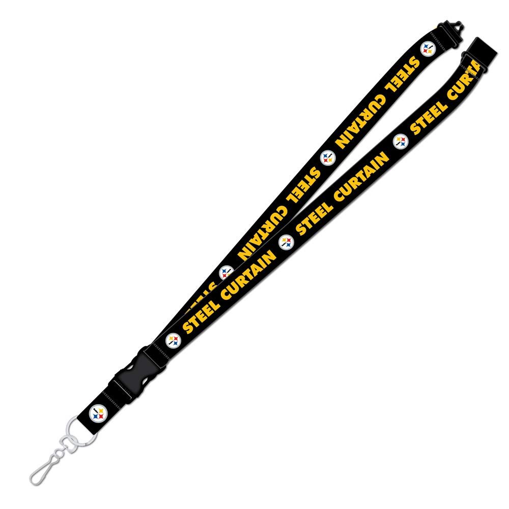 Pittsburgh Steelers Steel Curtain Black Lanyard with Detachable Safety Clip 1