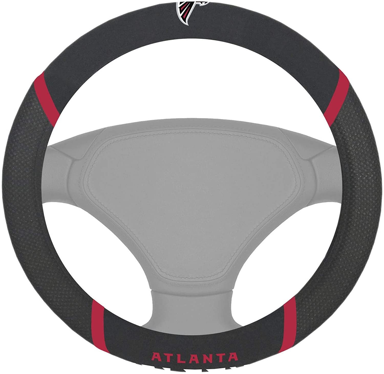 Atlanta Falcons Premium 15 Inch Black Emroidered Steering Wheel Cover 1