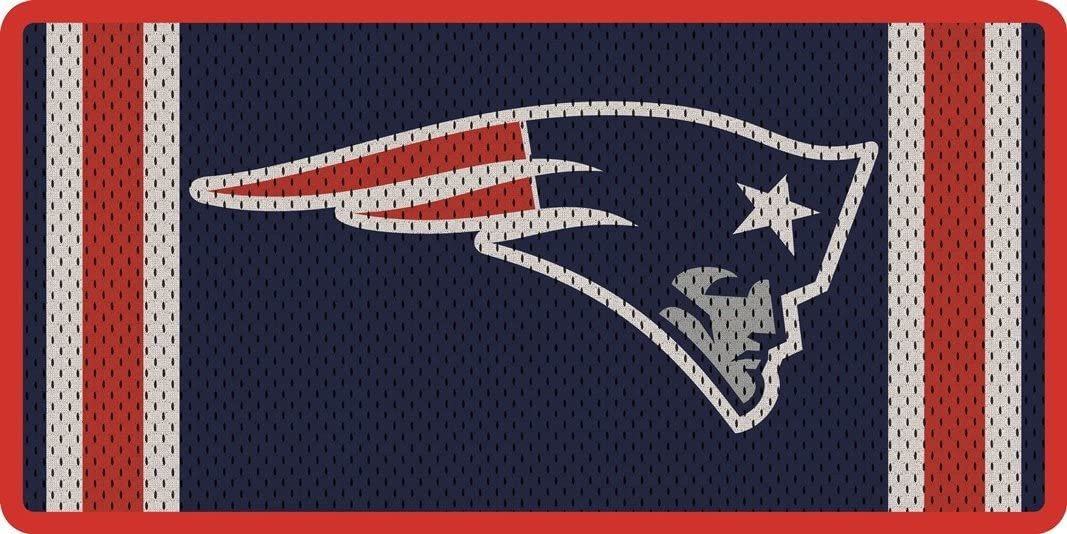 New England Patriots Premium Laser Cut Tag License Plate, Jersey Design, Mirrored Acrylic Inlaid, 12x6 Inch 1