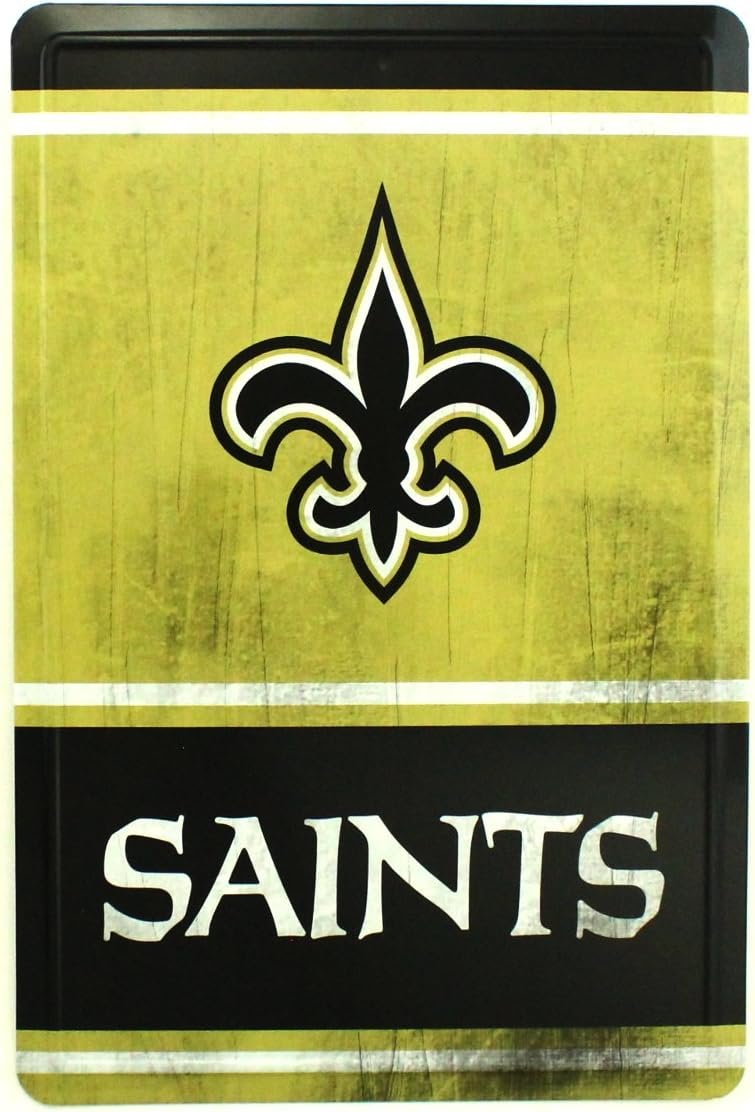 NFL New Orleans Saints Team Logo Tin Sign, 8 x 12-inches, Black 1