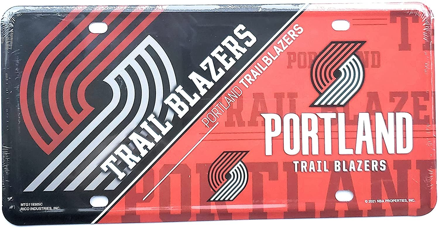 Portland Trail Blazers Metal Tag License Plate Novelty 6x12 Inch Split Design 1